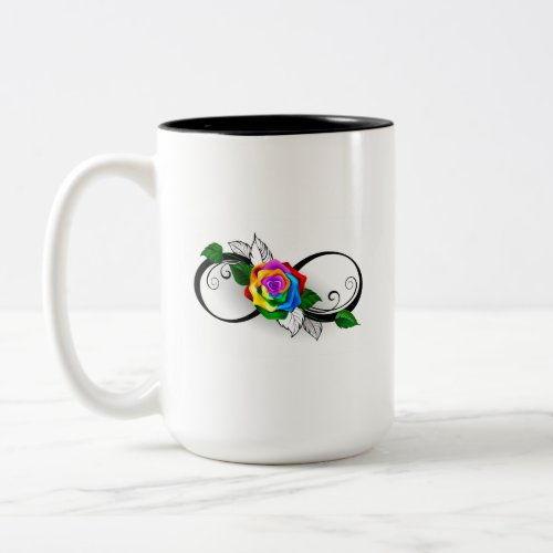 Infinity Symbol with Rainbow Rose Two_Tone Coffee Mug