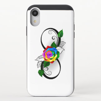 Infinity Symbol with Rainbow Rose iPhone XR Slider Case