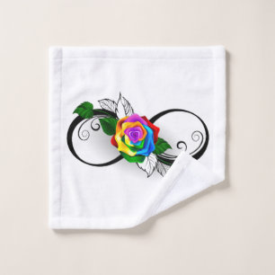 Infinity Symbol with Rainbow Rose Wash Cloth