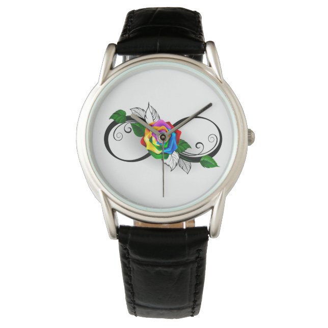 Infinity Symbol with Rainbow Rose Watch (Front)