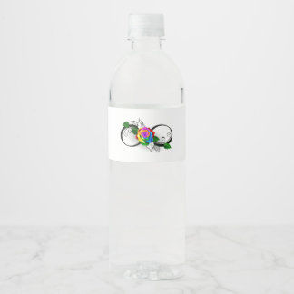 Infinity Symbol with Rainbow Rose Water Bottle Label