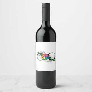 Infinity Symbol with Rainbow Rose Wine Label