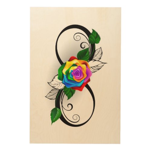 Infinity Symbol with Rainbow Rose Wood Wall Art