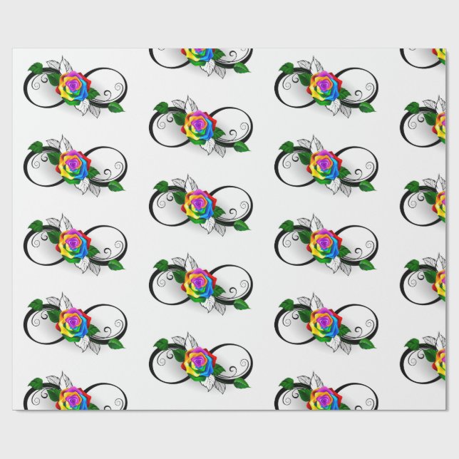 Infinity Symbol with Rainbow Rose Wrapping Paper (Flat)