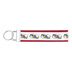 Infinity Symbol with Rainbow Rose Wrist Keychain