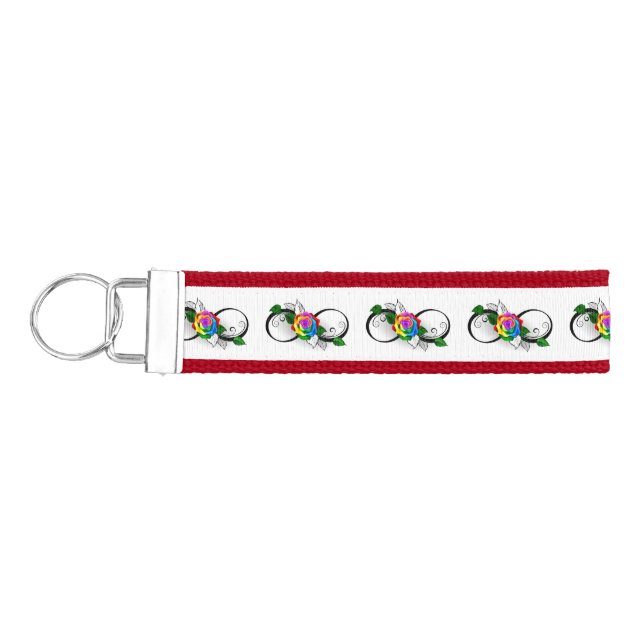 Infinity Symbol with Rainbow Rose Wrist Keychain (Keys on Left)