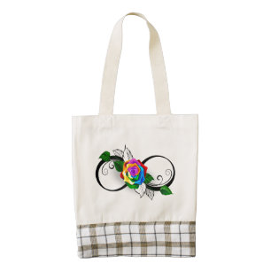 Infinity Symbol with Rainbow Rose Zazzle HEART Tote Bag