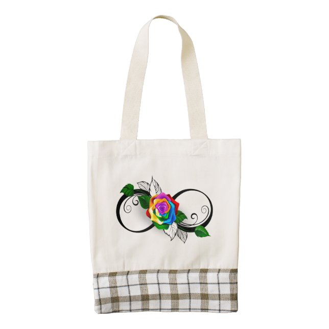 Infinity Symbol with Rainbow Rose Zazzle HEART Tote Bag (Front)