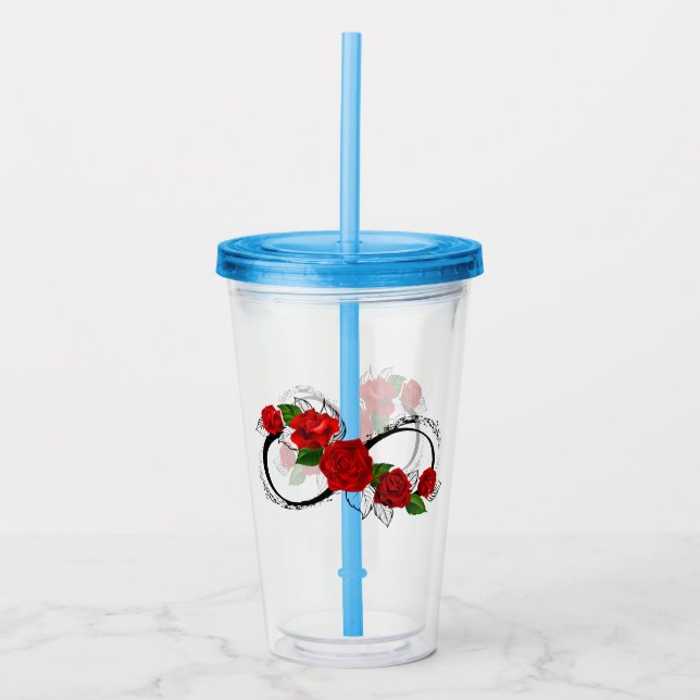 Infinity Symbol with Red Roses Acrylic Tumbler (Front)