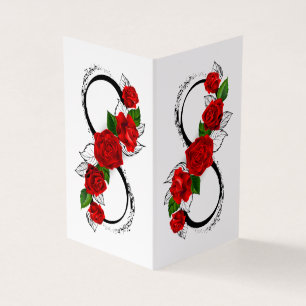 Infinity Symbol with Red Roses Business Card