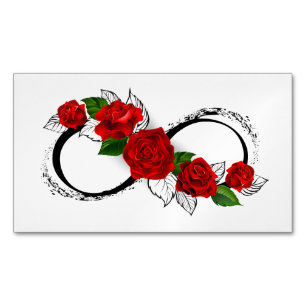 Infinity Symbol with Red Roses Business Card Magnet