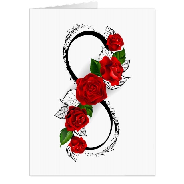 Infinity Symbol with Red Roses Card (Front)
