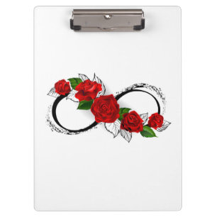 Infinity Symbol with Red Roses Clipboard