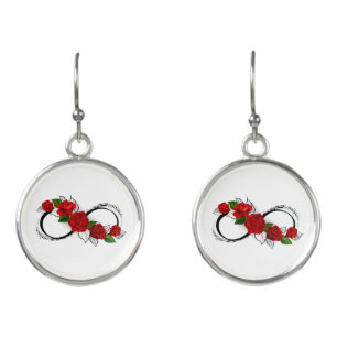 Infinity Symbol with Red Roses Earrings