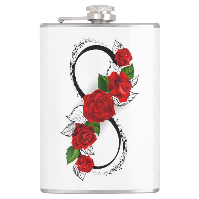 Infinity Symbol with Red Roses Flask (Front)