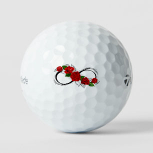 Infinity Symbol with Red Roses Golf Balls
