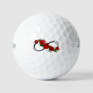 Infinity Symbol with Red Roses Golf Balls