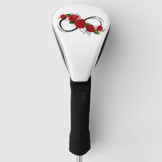 Infinity Symbol with Red Roses Golf Head Cover (Front)