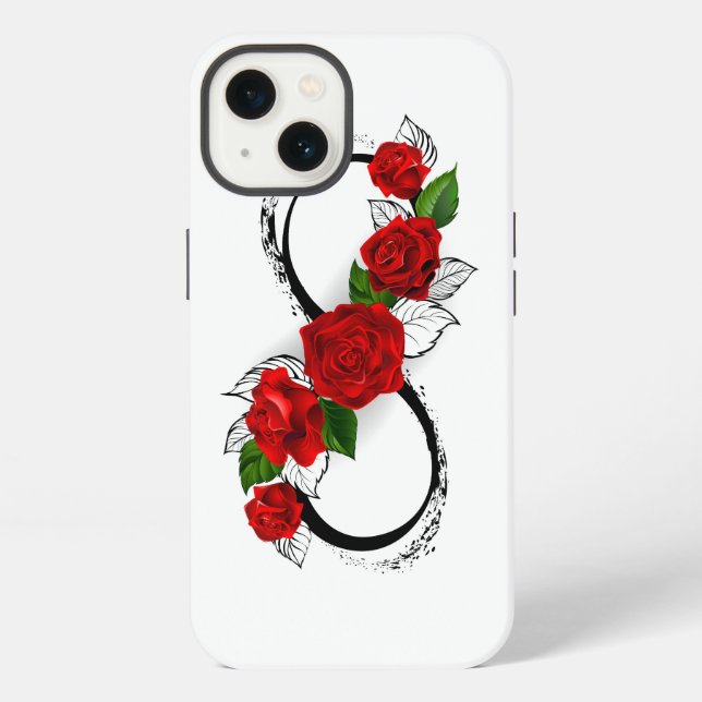 Infinity Symbol with Red Roses Iphone Case (Back)
