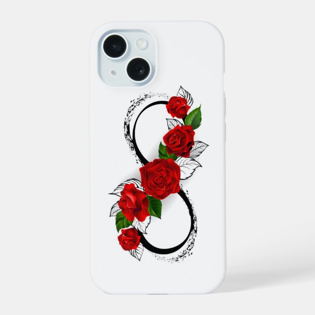 Infinity Symbol with Red Roses Iphone Case (Back)
