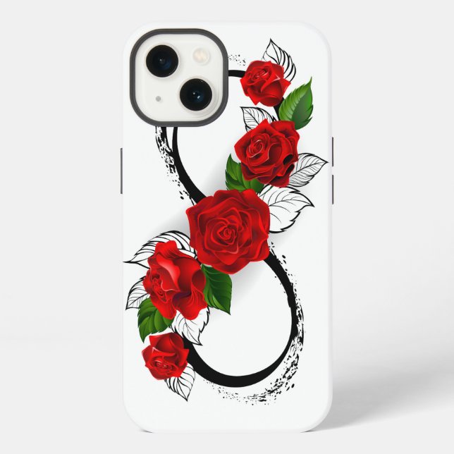 Infinity Symbol with Red Roses Iphone Case (Back)