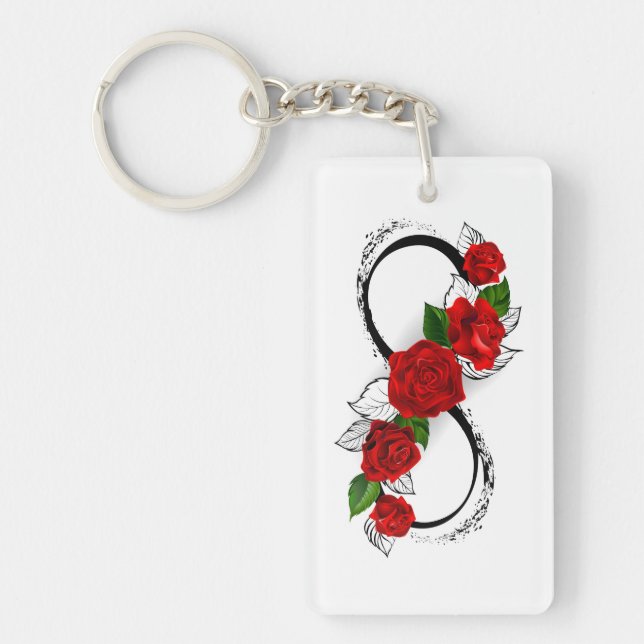 Infinity Symbol with Red Roses Keychain (Front)