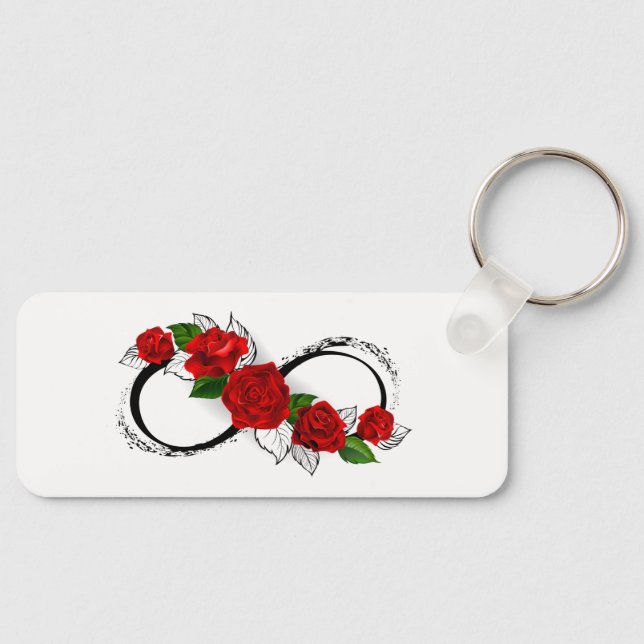Infinity Symbol with Red Roses Keychain (Front)