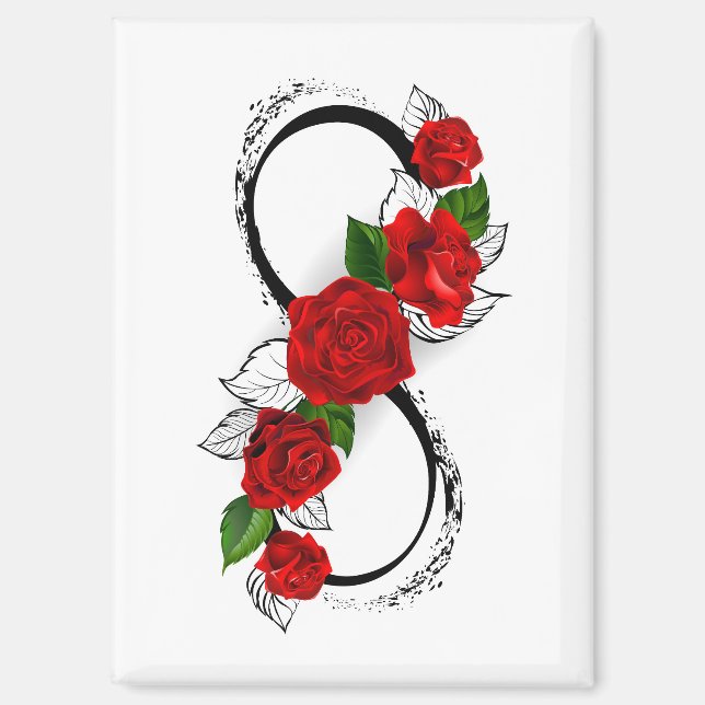 Infinity Symbol with Red Roses Magnet (Front)