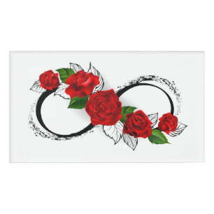 Infinity Symbol with Red Roses Name Tag