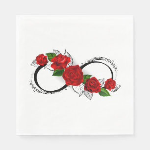 Infinity Symbol with Red Roses Napkins