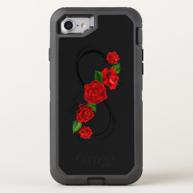Infinity Symbol with Red Roses Otterbox iPhone Case (Back)