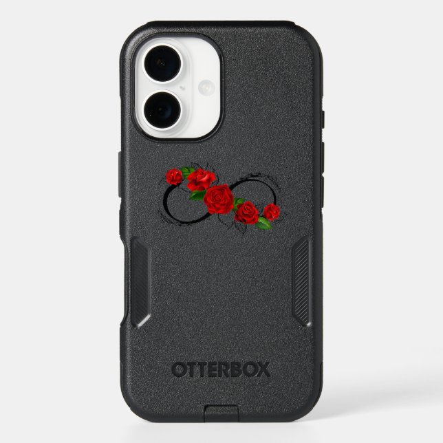 Infinity Symbol with Red Roses Otterbox iPhone Case (Back)