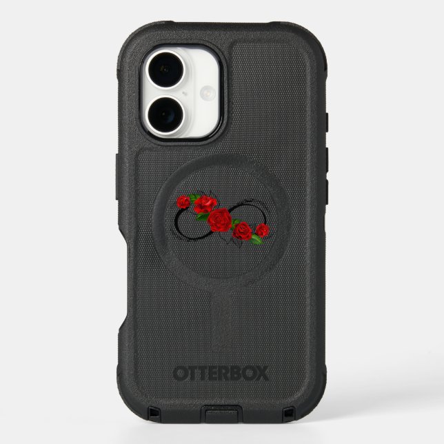 Infinity Symbol with Red Roses Otterbox iPhone Case (Back)
