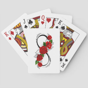 Infinity Symbol with Red Roses Poker Cards