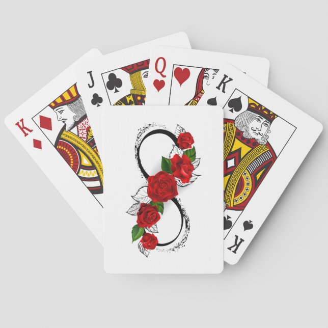 Infinity Symbol with Red Roses Poker Cards (Back)