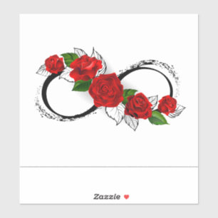 Infinity Symbol with Red Roses Sticker