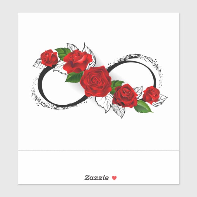 Infinity Symbol with Red Roses Sticker (Sheet)