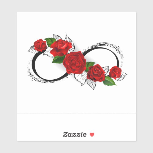 Infinity Symbol with Red Roses Sticker (Sheet)
