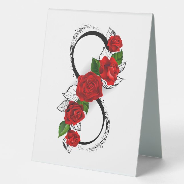 Infinity Symbol with Red Roses Table Tent (Front)