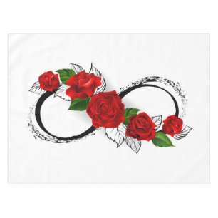 Infinity Symbol with Red Roses Tablecloth