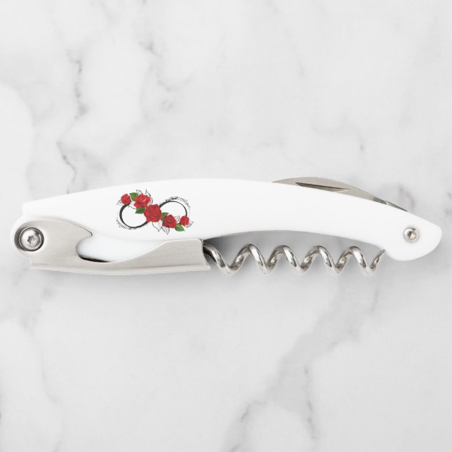 Infinity Symbol with Red Roses Waiter's Corkscrew (Front)