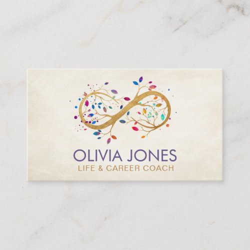 Infinity Tree Branch _ Colorful leaves Business Card