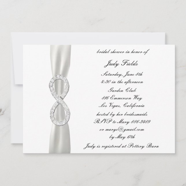 Infinity White Wedding Bridal Shower Invitation (Front)