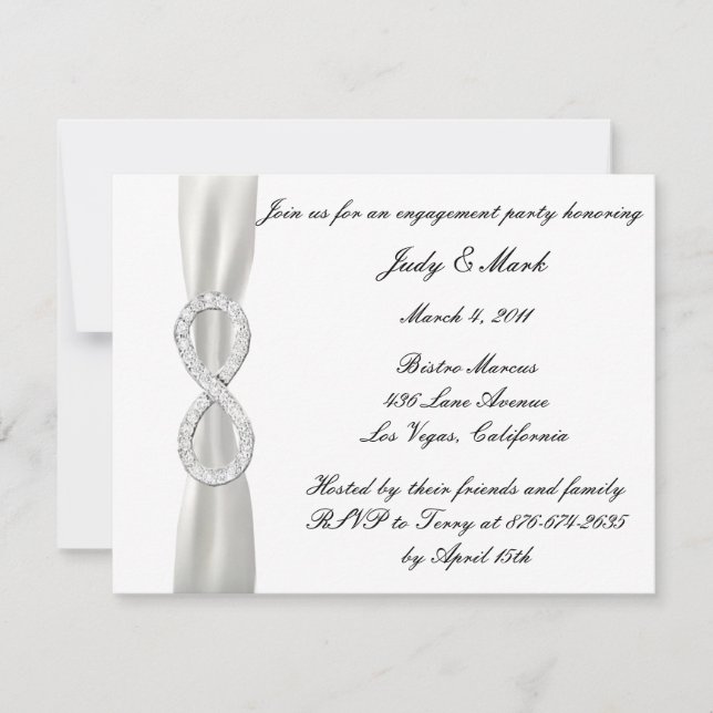 Infinity White Wedding Engagement Party Invitation (Front)