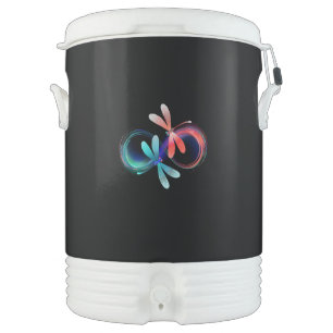 Infinity with glowing dragonflies beverage cooler