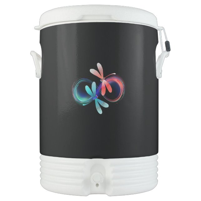 Infinity with glowing dragonflies beverage cooler (Front)