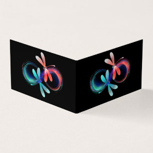 Infinity with glowing dragonflies business card