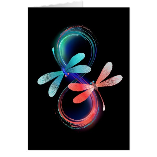 Infinity with glowing dragonflies cards (Front)