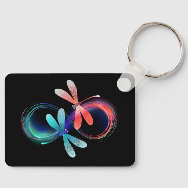 Infinity with glowing dragonflies keychain (Front)
