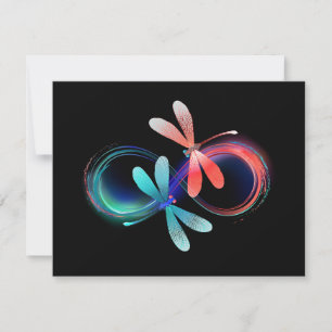 Infinity with glowing dragonflies note card